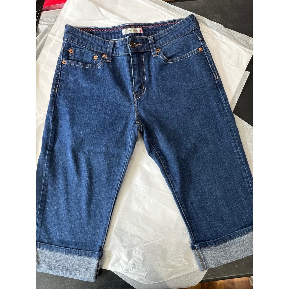Levis 515 Capri Jeans Womens 6 Dark Wash Cuffed Cropped Denim Pants Mid Rise - Picture 3 of 5